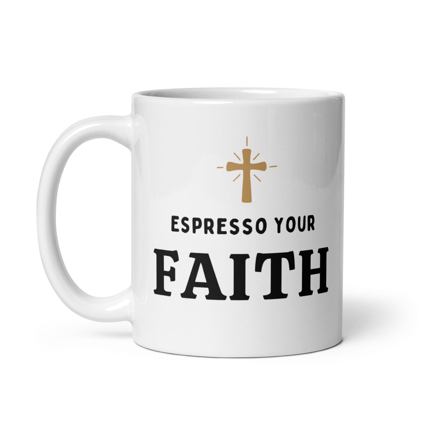 Side 1: “Espresso Your Faith — Matthew 5:16” text on mug.