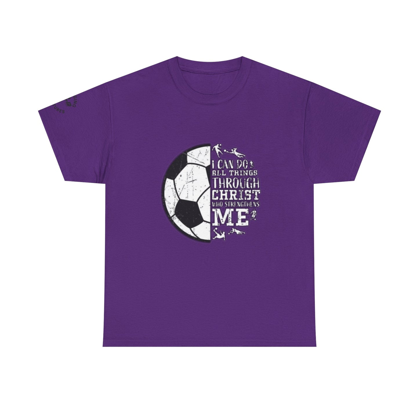 Philippians 4:13 Soccer Tee | Christian Athlete Shirt | Faith-Based Sports Apparel | Unisex Heavy Cotton