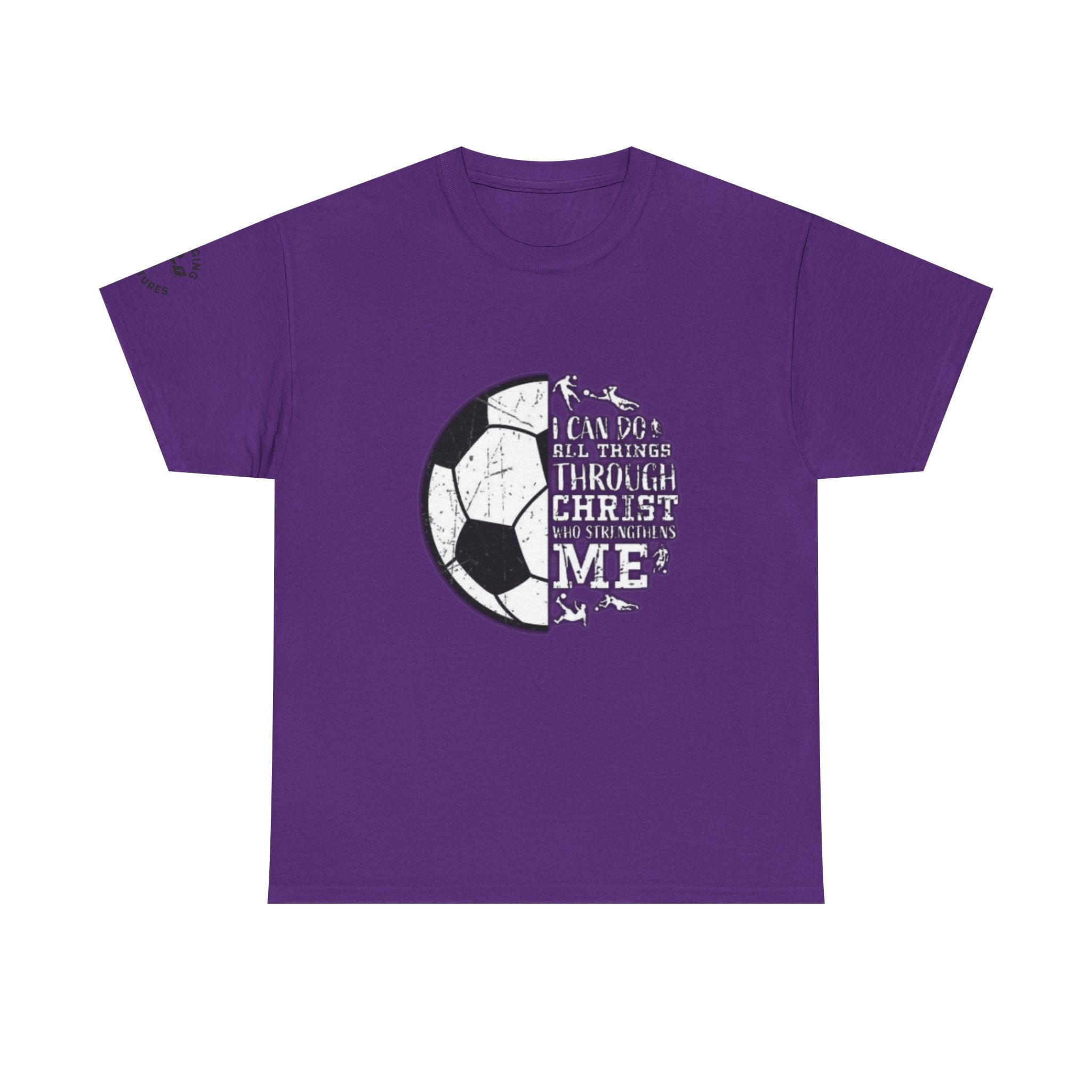 Philippians 4:13 Soccer Tee | Christian Athlete Shirt | Faith-Based Sports Apparel | Unisex Heavy Cotton