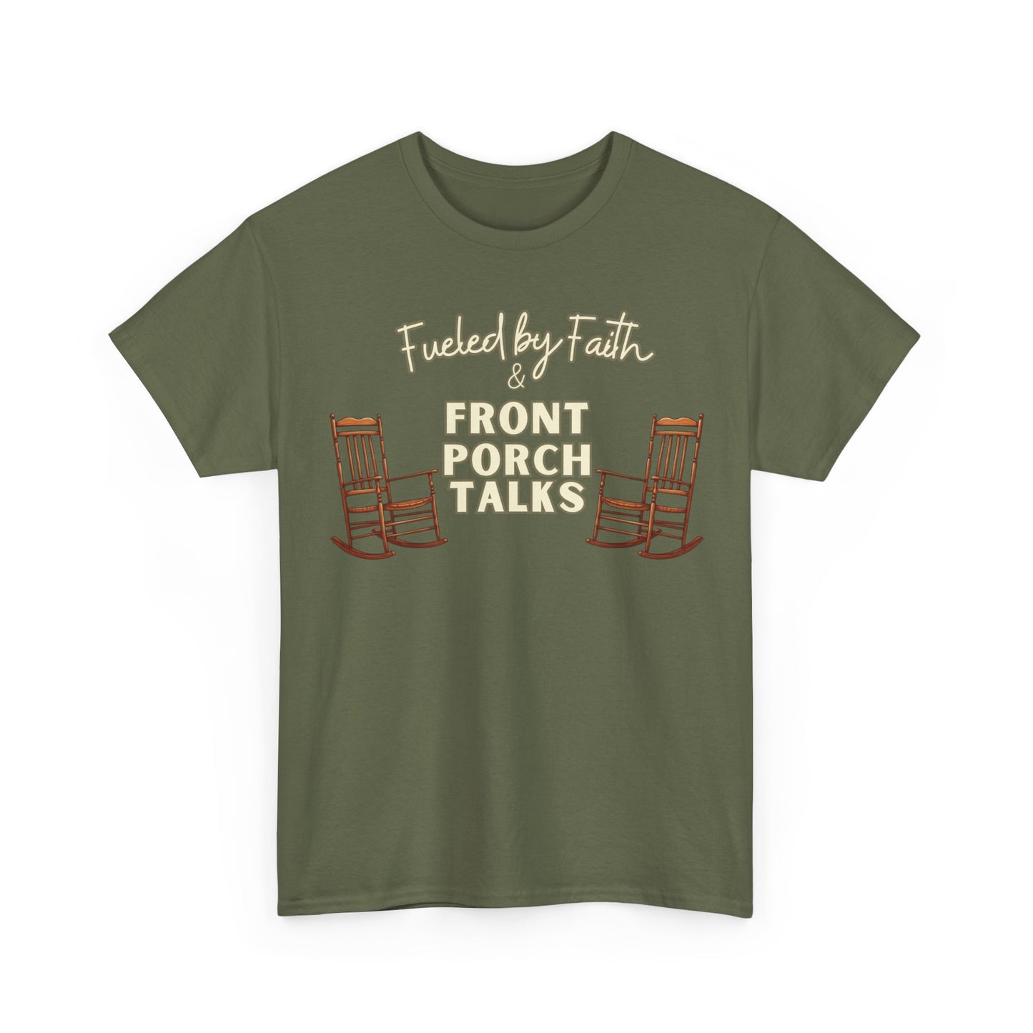 Fueled by Faith & Front Porch Talks Shirt | Southern Christian Boutique Tee | Faith & Family T-Shirt