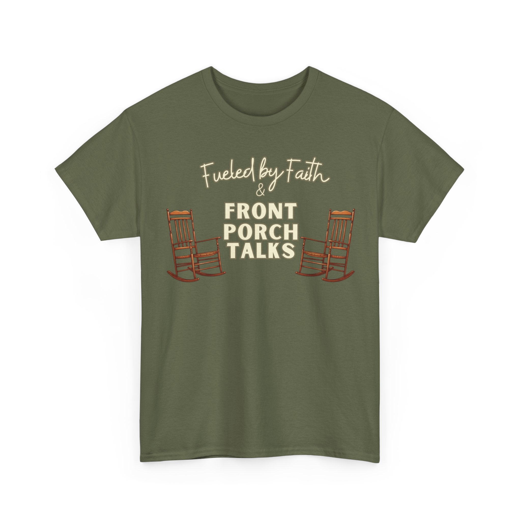 Fueled by Faith & Front Porch Talks Shirt | Southern Christian Boutique Tee | Faith & Family T-Shirt