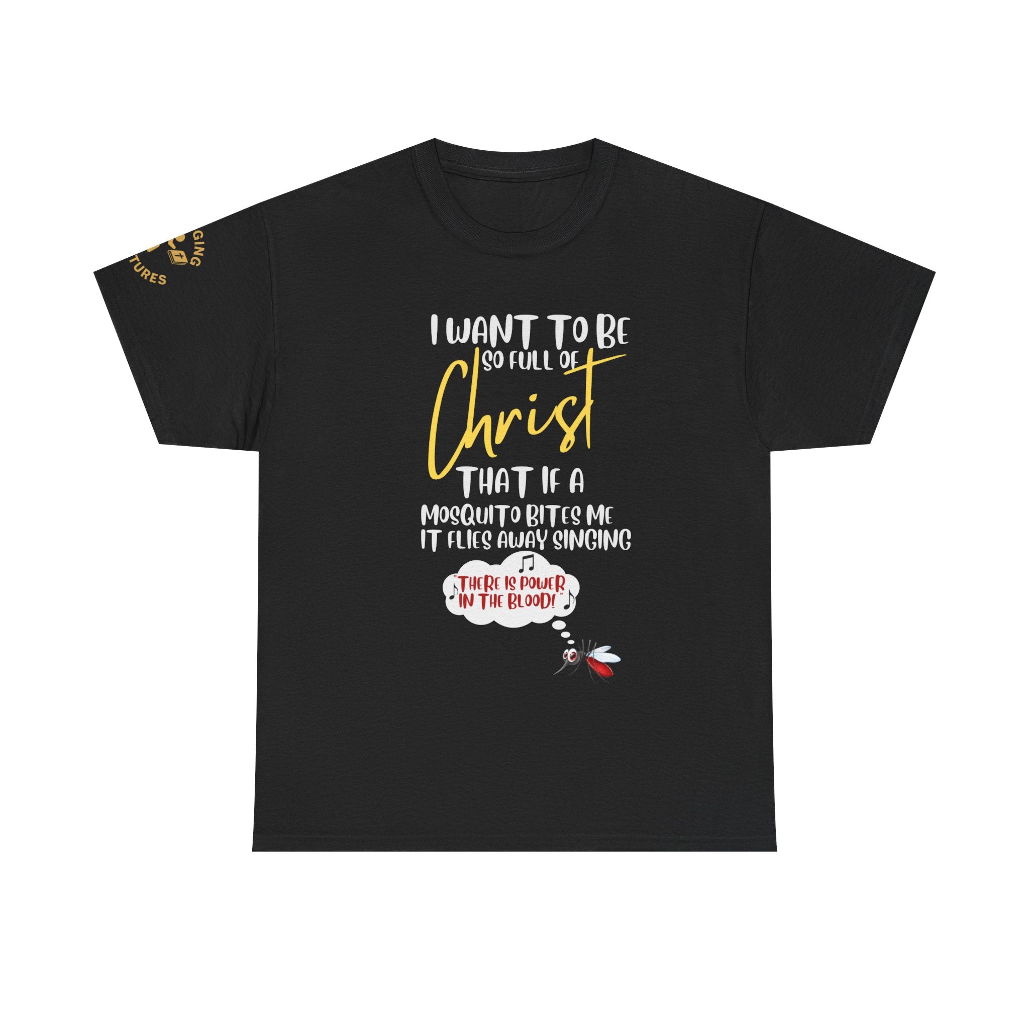 So Full of Christ — “Mosquito Sings Power in the Blood” | Unisex Heavy Cotton Christian T-Shirt