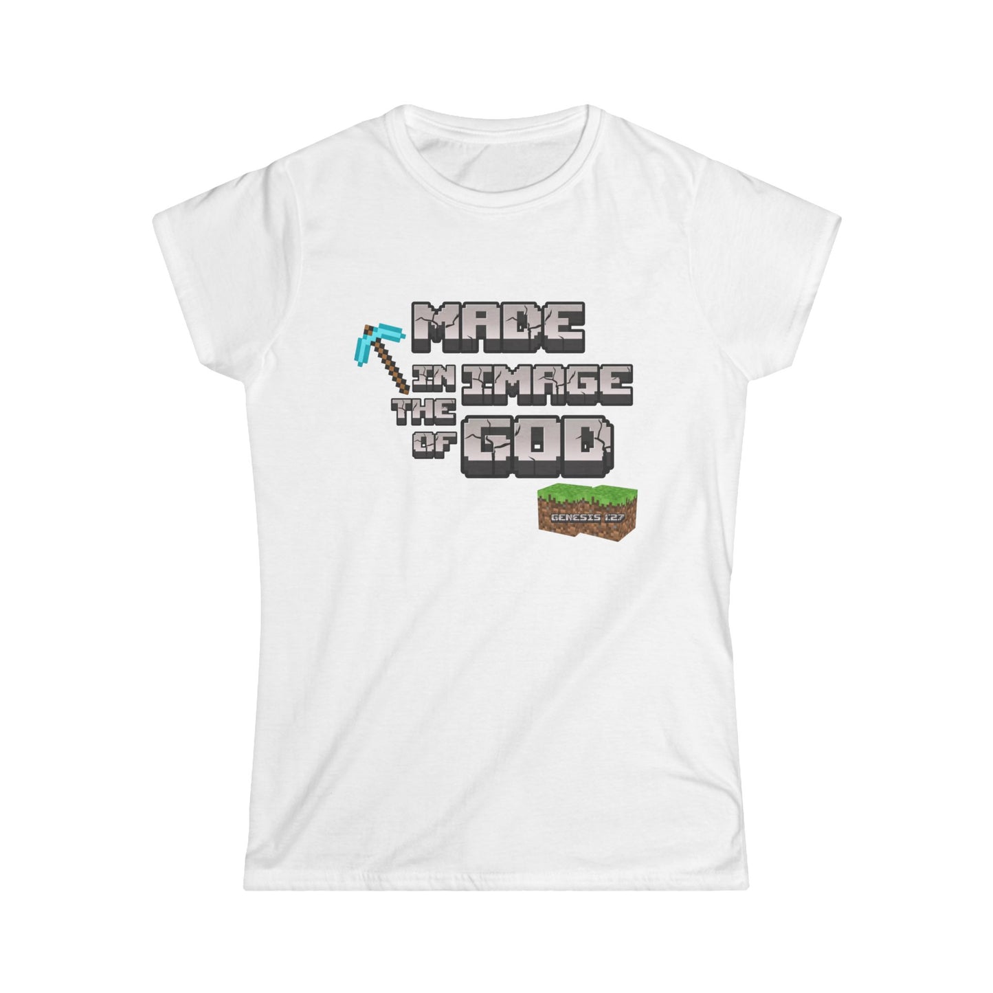 Made in the Image of God | Genesis 1:27 Christian Minecraft-Inspired Women’s Tee
