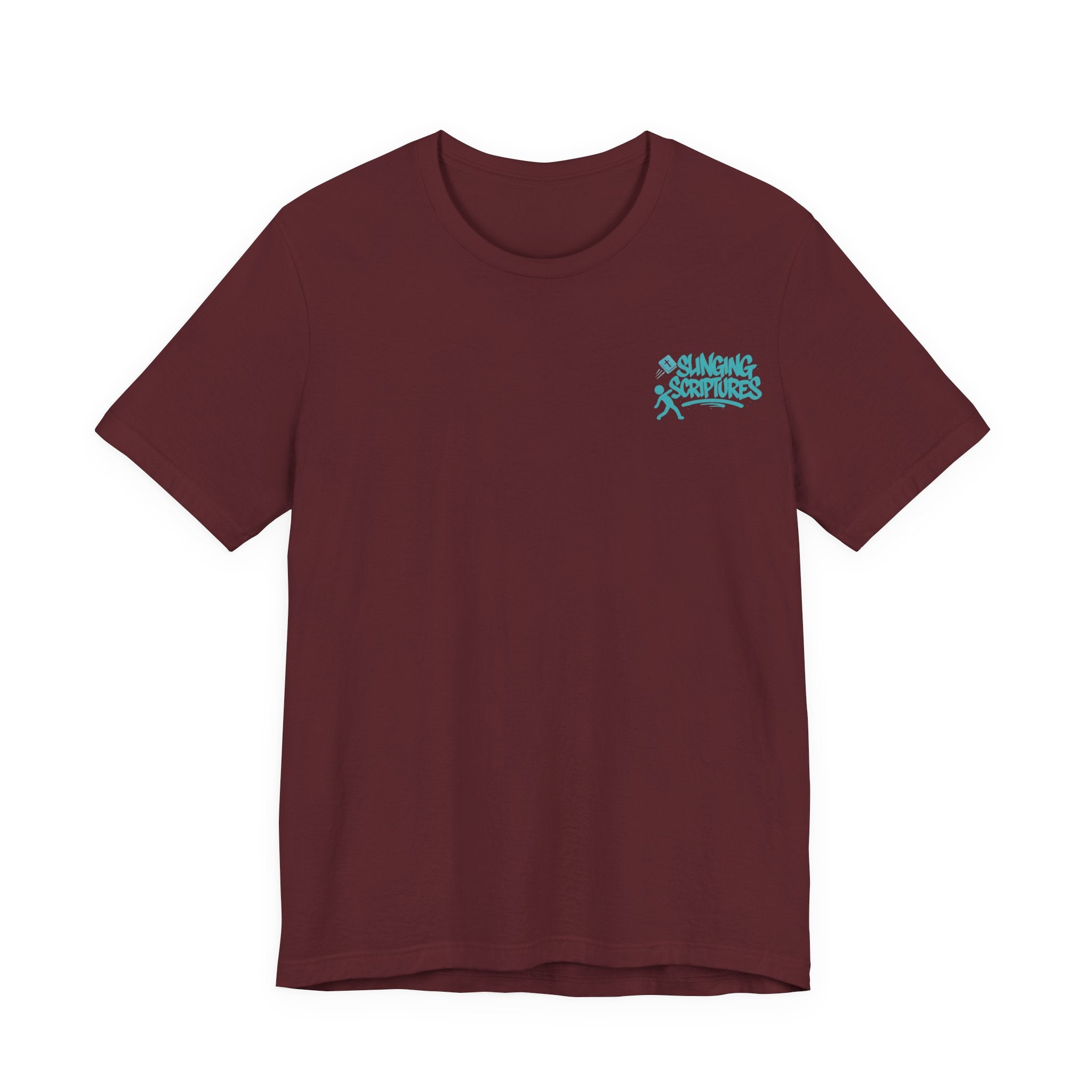 Psalm 54:2 T-Shirt – Unisex Jersey Short Sleeve Christian Tee with Praying Artwork & Slinging Scriptures Logo