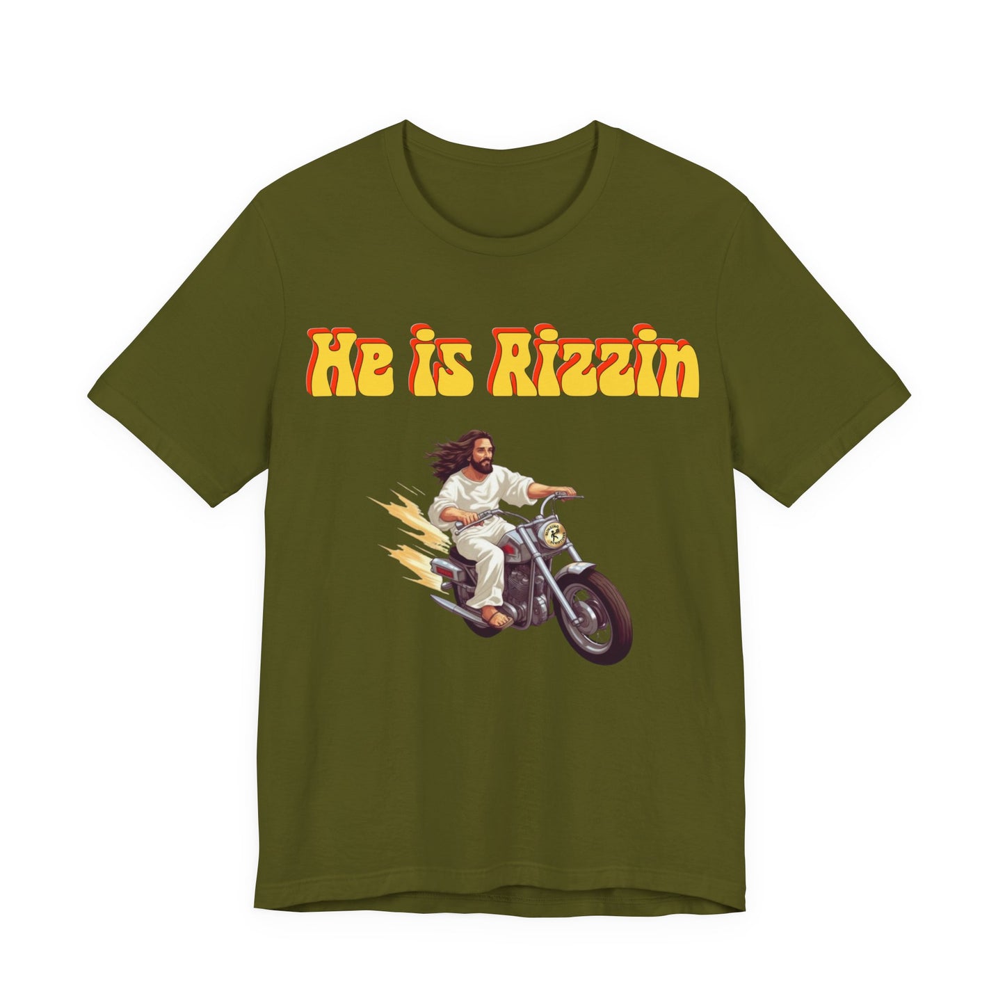 He is Rizzin Unisex Jersey Short Sleeve Tee with Matthew 11:28