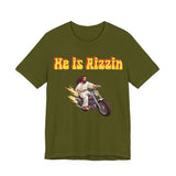 He is Rizzin Unisex Jersey Short Sleeve Tee with Matthew 11:28
