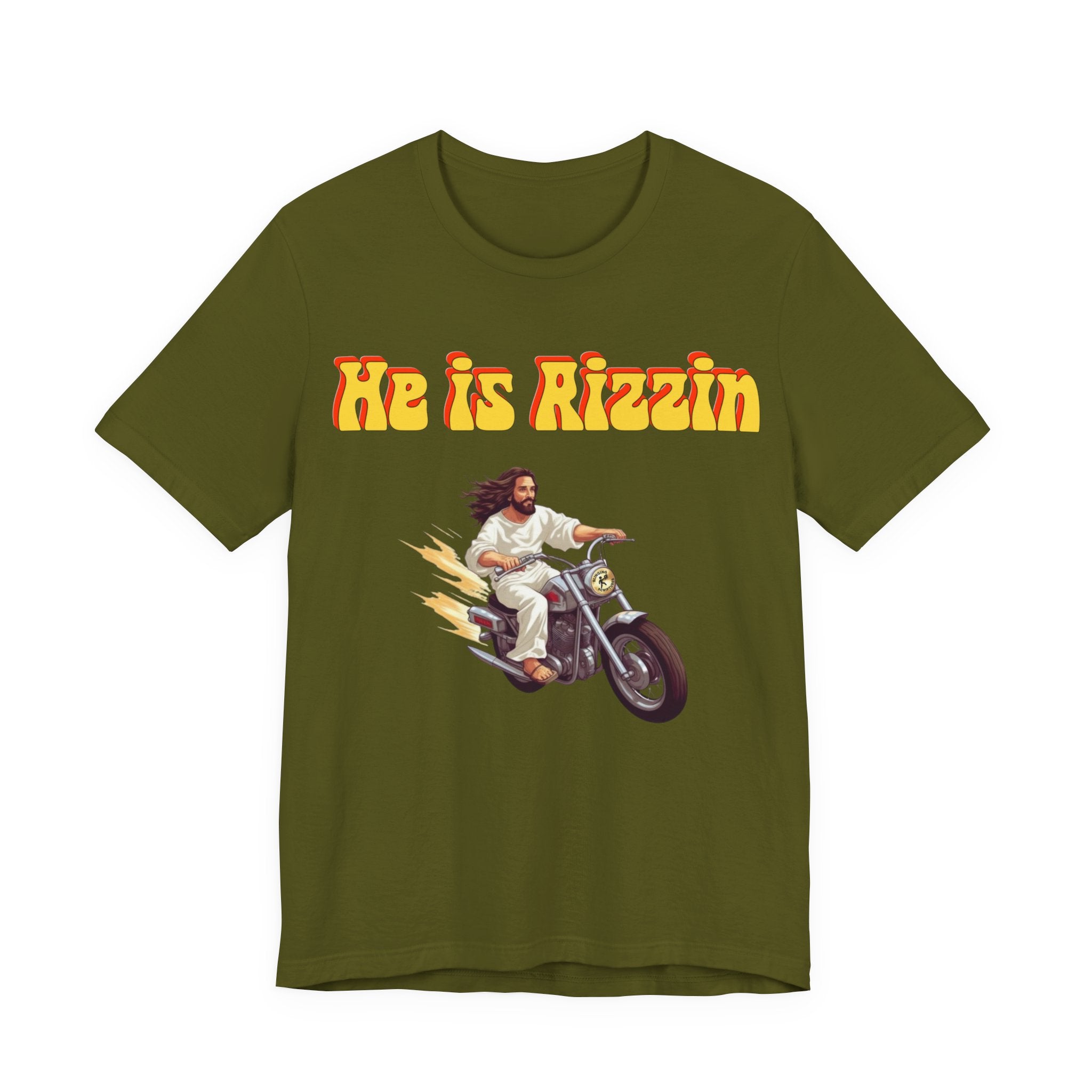 He is Rizzin Unisex Jersey Short Sleeve Tee with Matthew 11:28
