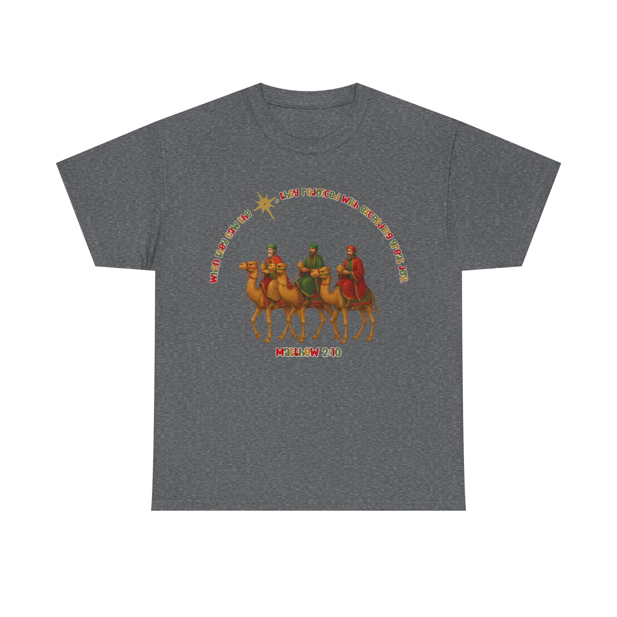 Three Wise Men Christmas Tee | Matthew 2:10 Nativity Shirt | Unisex Heavy Cotton Christian Holiday T-Shirt