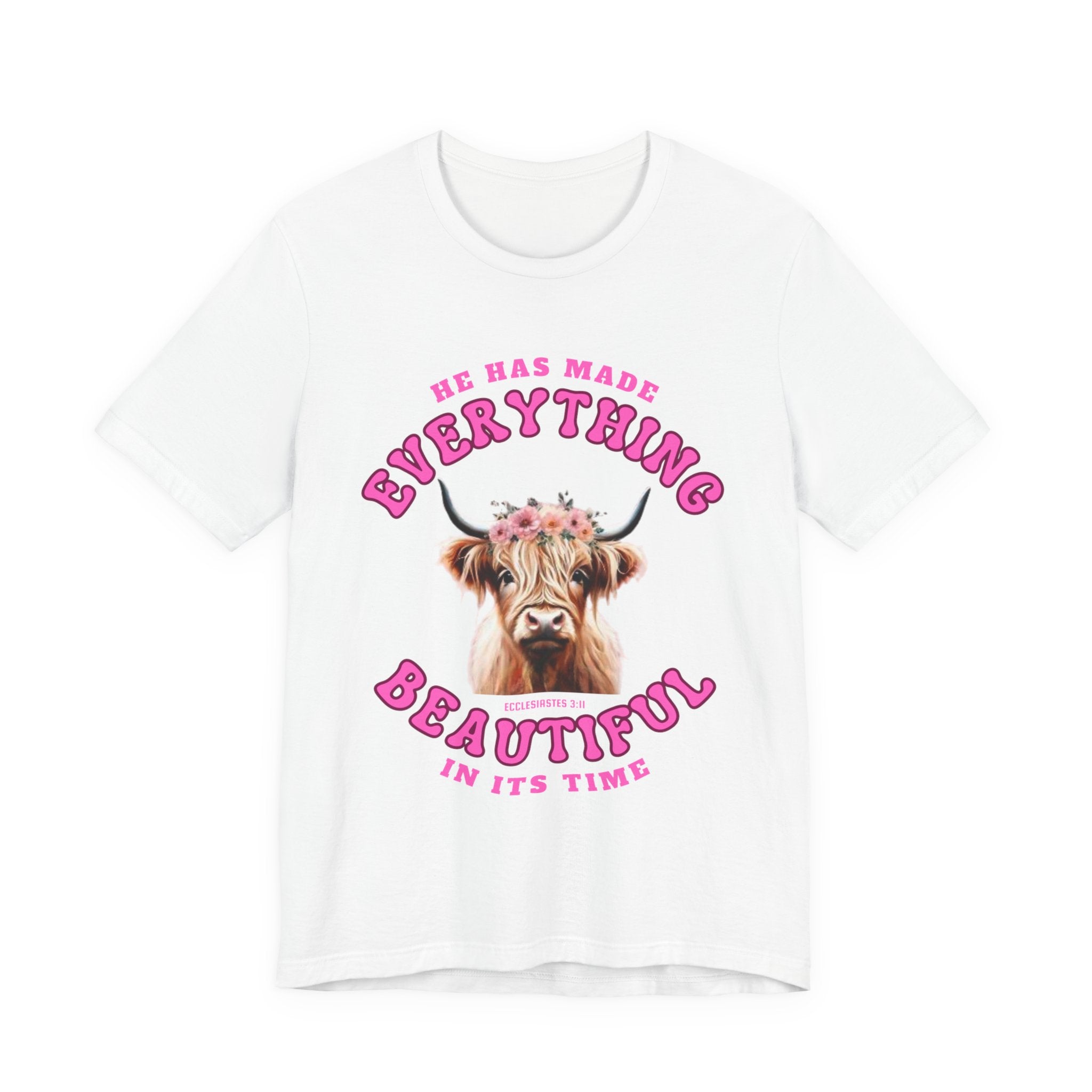 Everything Beautiful in Its Time Tee | Ecclesiastes 3:11 Scripture Shirt | Unisex Jersey Short Sleeve Inspirational Christian T-Shirt