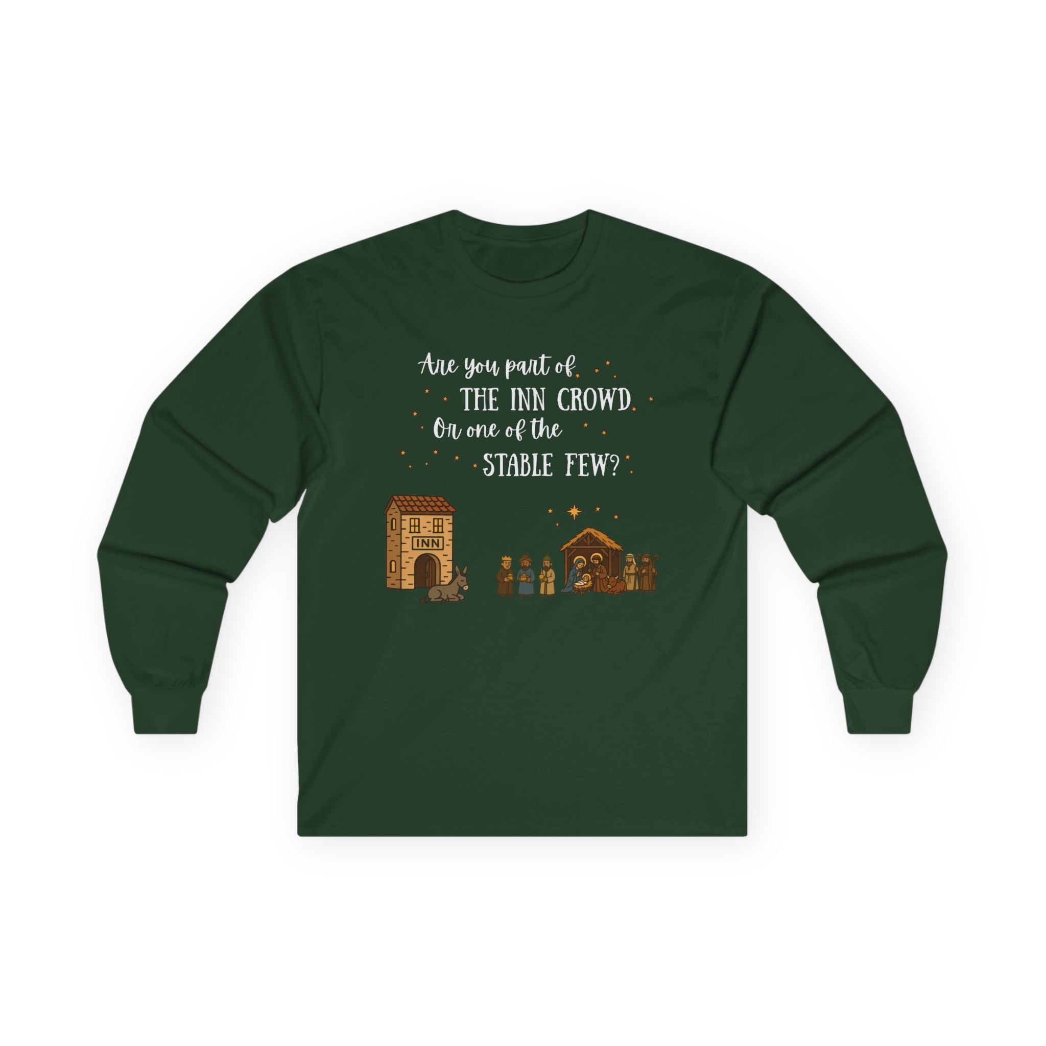 Are You Part of the Inn Crowd or the Stable Few – Unisex Christian T-Shirt, Nativity Scene Holiday Faith Apparel