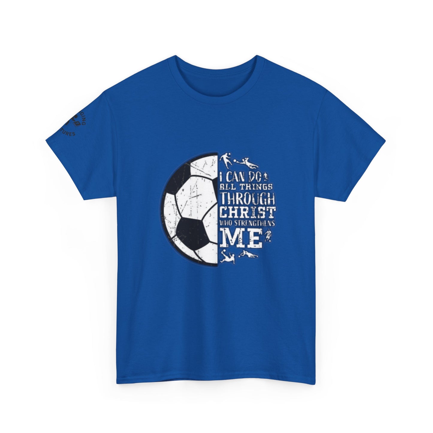 Philippians 4:13 Soccer Tee | Christian Athlete Shirt | Faith-Based Sports Apparel | Unisex Heavy Cotton