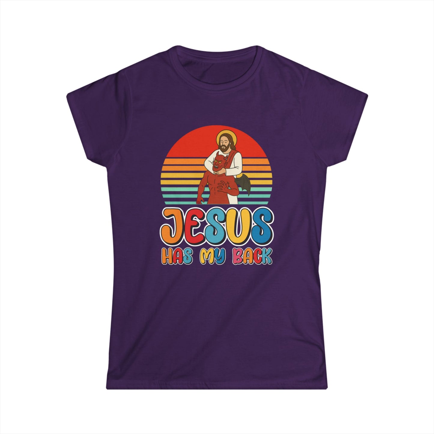 Jesus Has My Back — Women’s Softstyle Christian T-Shirt | Retro Faith Tee