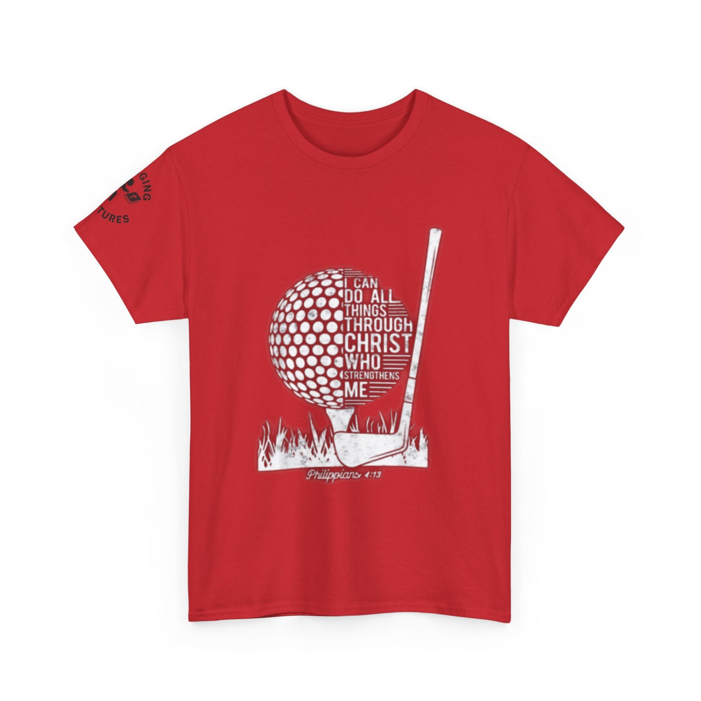 Philippians 4:13 Golf Tee | Christian Sports Shirt | Faith-Based Athletic Apparel | Unisex Heavy Cotton