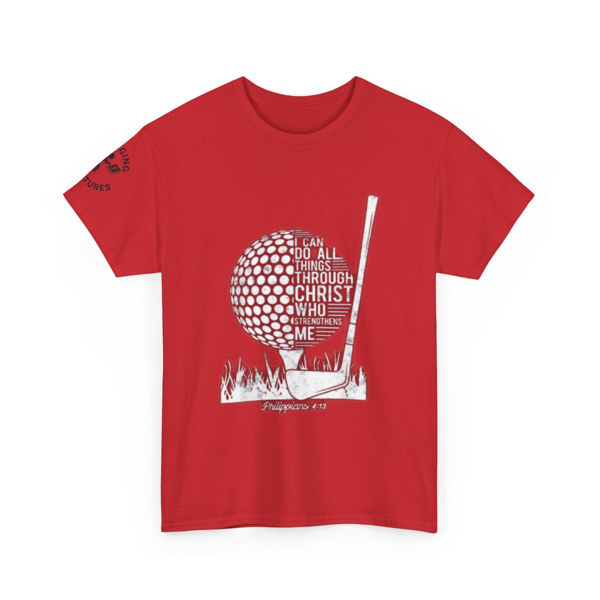 Philippians 4:13 Golf Tee | Christian Sports Shirt | Faith-Based Athletic Apparel | Unisex Heavy Cotton