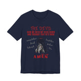 The Devil Thought He Won — Amen Christian Tee, Unisex Jersey Short Sleeve, Spiritual Warrior Shirt, Faith-Based Gift