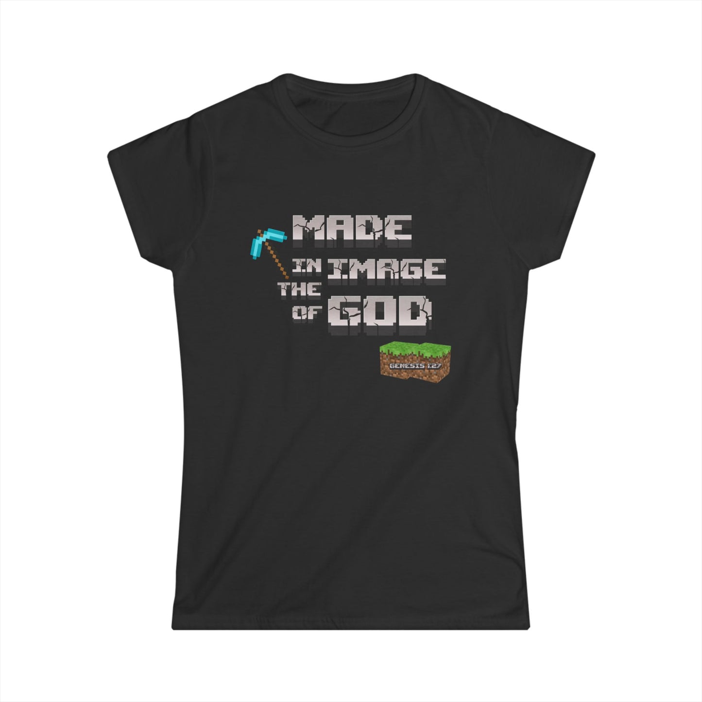 Made in the Image of God | Genesis 1:27 Christian Minecraft-Inspired Women’s Tee