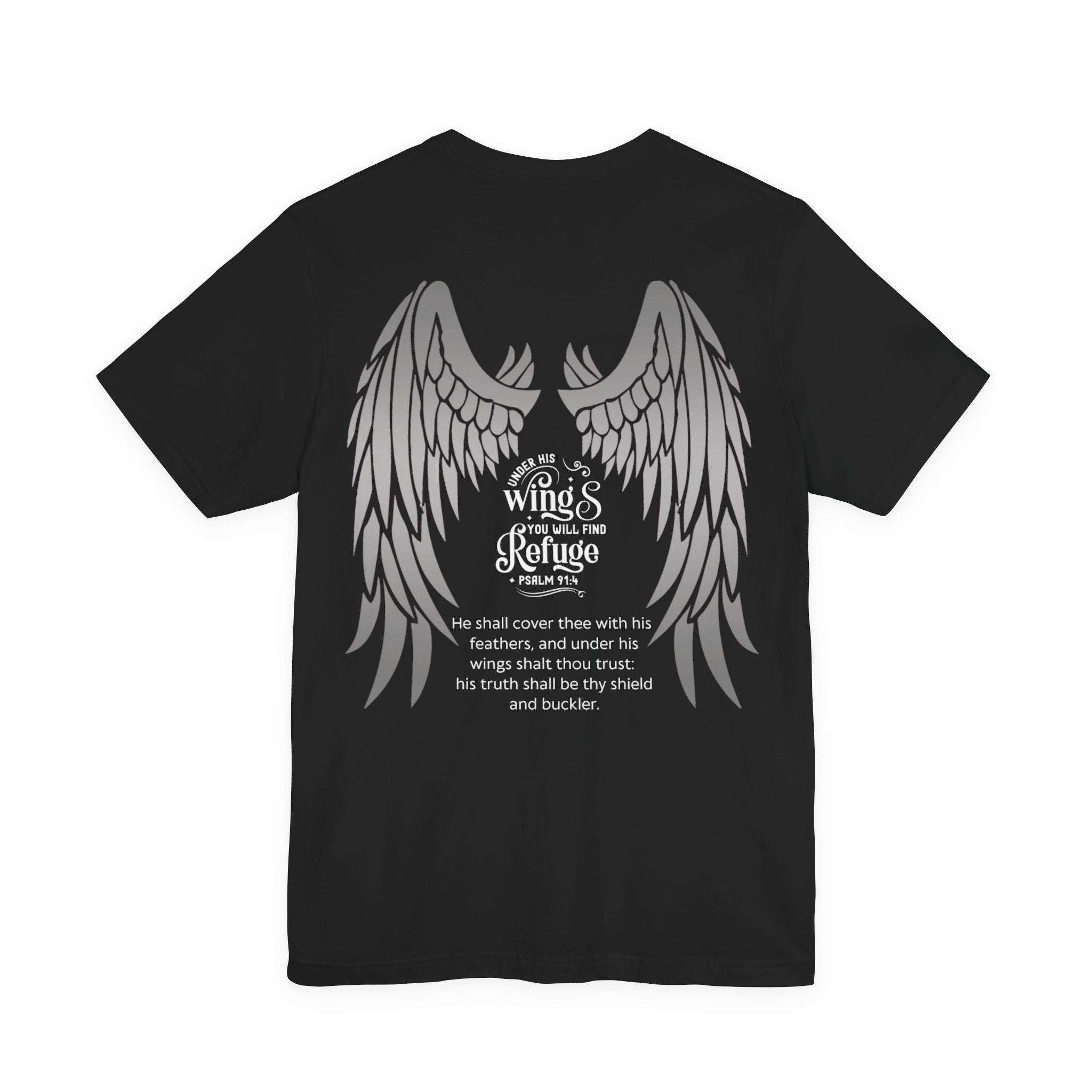 Under His Wings Refuge Tee — Psalm 91:4 | Unisex Jersey Christian T-Shirt | Faith-Based Apparel | Inspirational Scripture Shirt