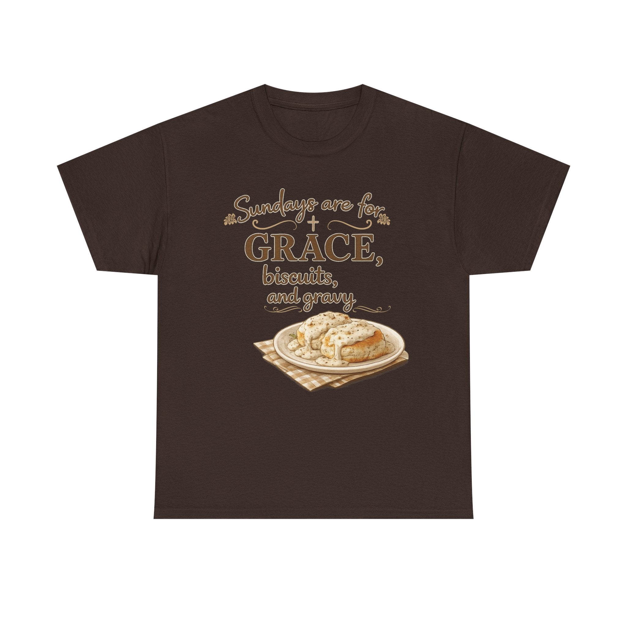 Sundays Are for Grace, Biscuits, and Gravy T-Shirt | Southern Christian Comfort Tee