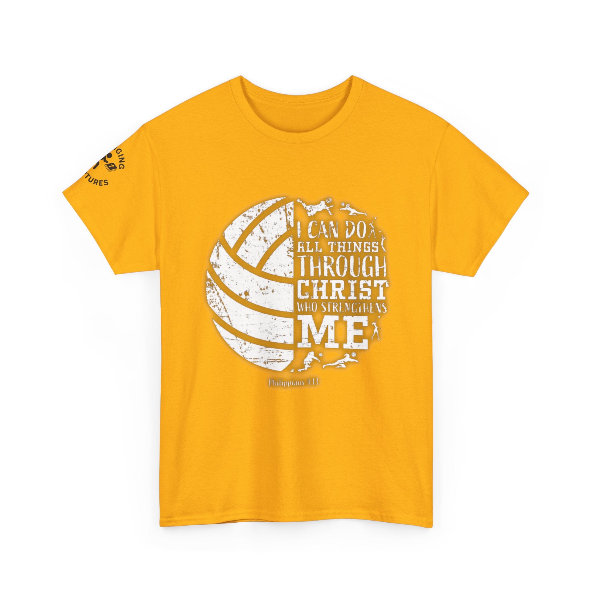 Philippians 4:13 Volleyball Tee | Christian Sports Shirt | Unisex Heavy Cotton T-Shirt