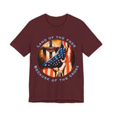 Land of the Free Because of the Cross | Unisex Christian Patriotic Jersey T-Shirt
