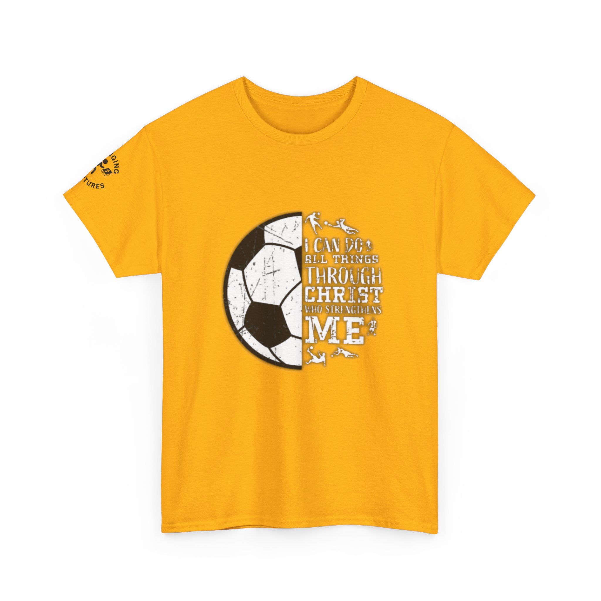 Philippians 4:13 Soccer Tee | Christian Athlete Shirt | Faith-Based Sports Apparel | Unisex Heavy Cotton