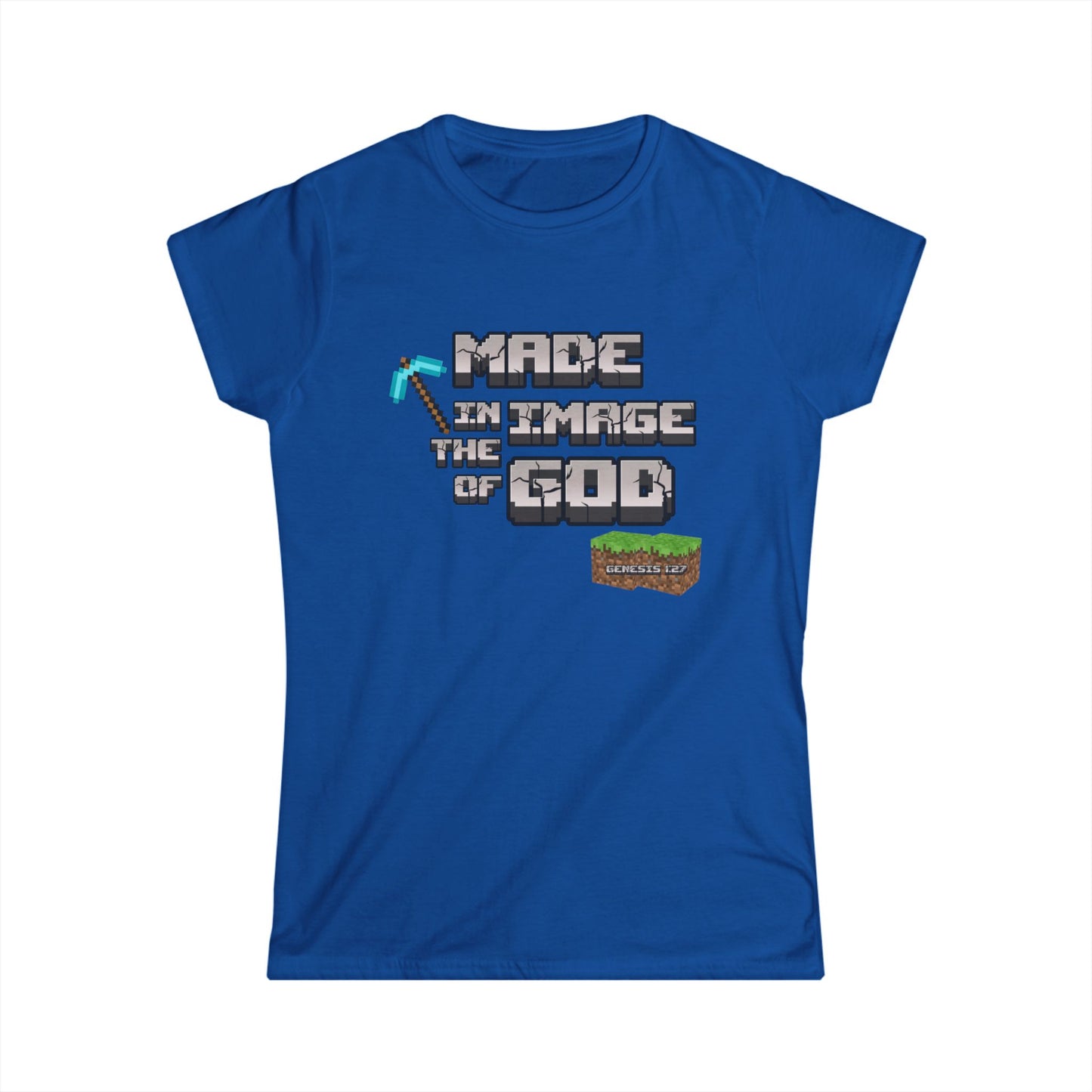 Made in the Image of God | Genesis 1:27 Christian Minecraft-Inspired Women’s Tee