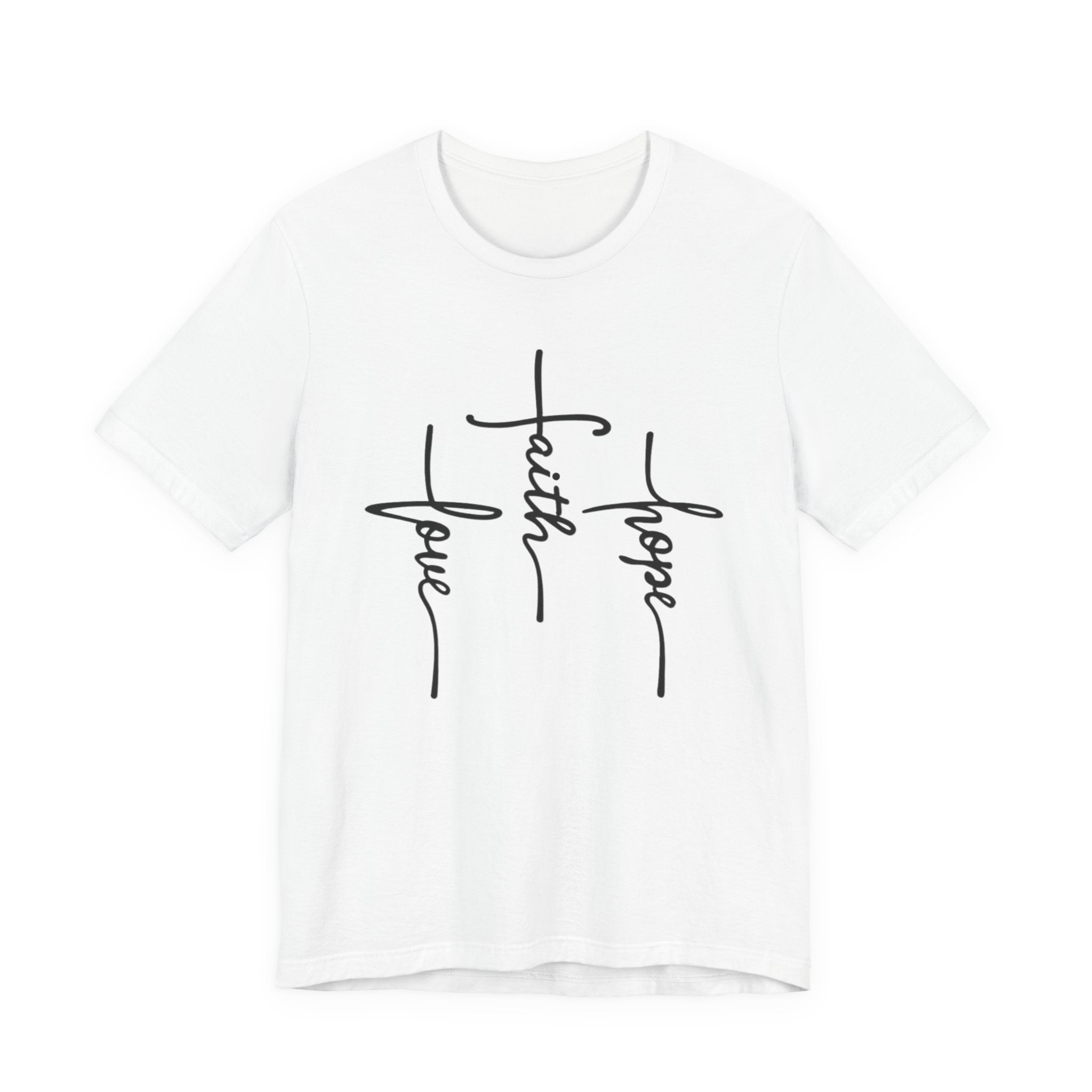 Faith, Hope, Love Tee | 1 Corinthians 13:13 Scripture Shirt | Unisex Jersey Christian T-Shirt