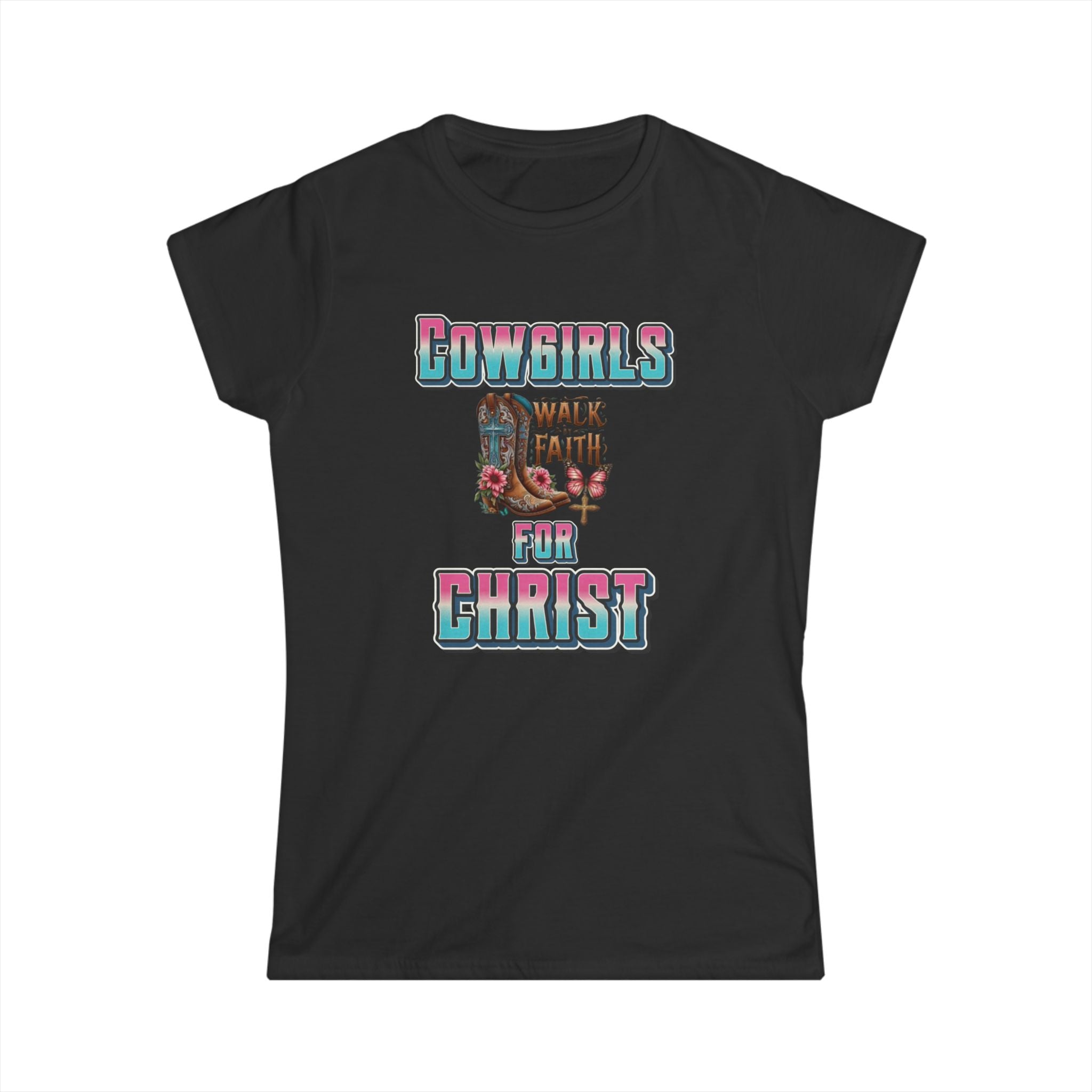 Cowgirls for Christ Tee | Women’s Christian Western Shirt | Walk by Faith Softstyle Tee | Faith & Country Apparel