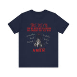 The Devil Thought He Won — Amen Christian Tee, Unisex Jersey Short Sleeve, Spiritual Warrior Shirt, Faith-Based Gift