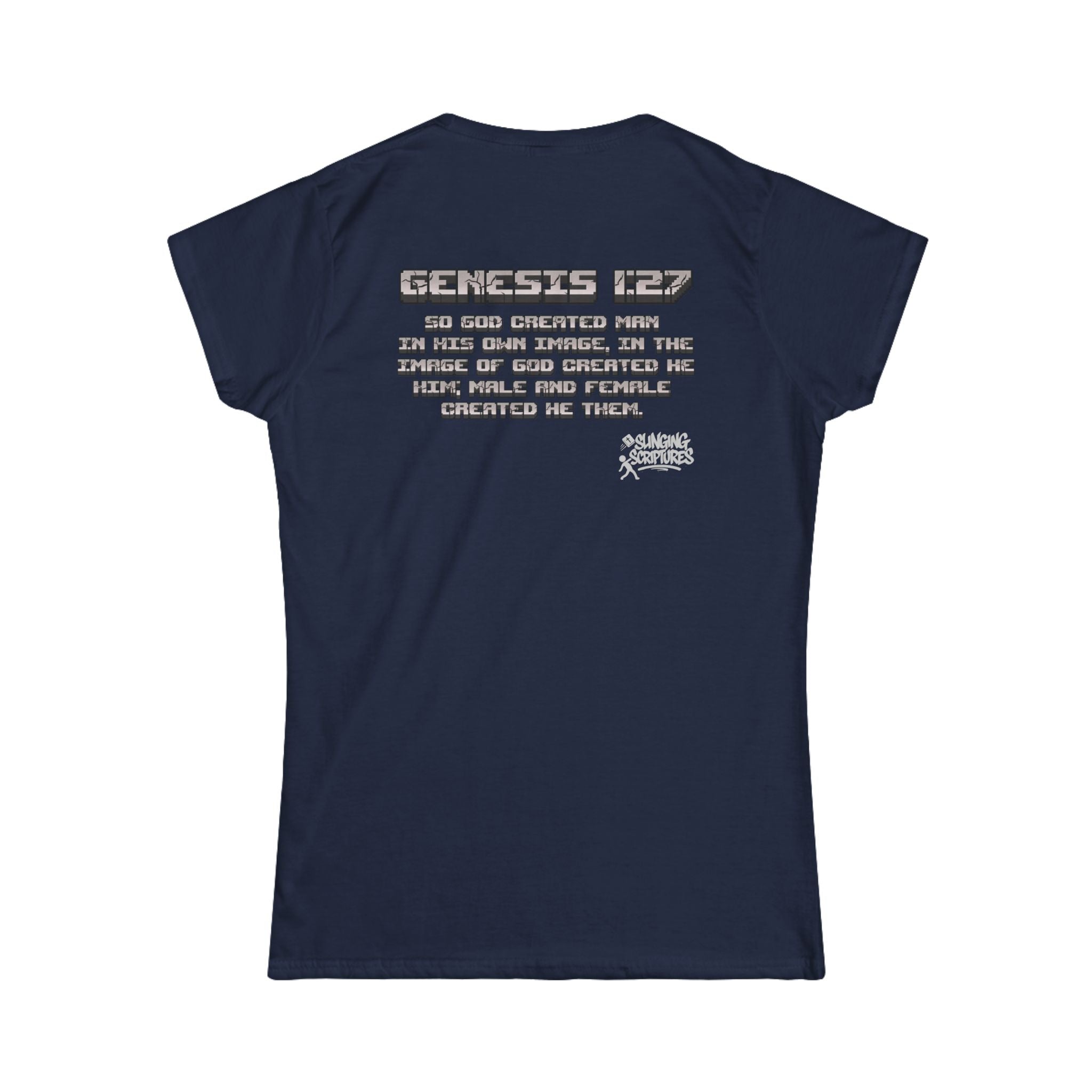 Made in the Image of God | Genesis 1:27 Christian Minecraft-Inspired Women’s Tee