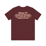 Jesus the Ultimate Deadlifter Tee — Romans 6:9 | Unisex Jersey Short Sleeve Christian T-Shirt