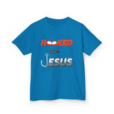 Hooked on Jesus Kids Tee | Matthew 4:19 Scripture Shirt | Christian Fishing T-Shirt for Children | Faith-Based Kids Apparel