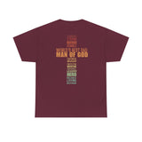 Man of God Cross Word Art Tee — Christian Father’s Day & Faith T-Shirt | Unisex Heavy Cotton
