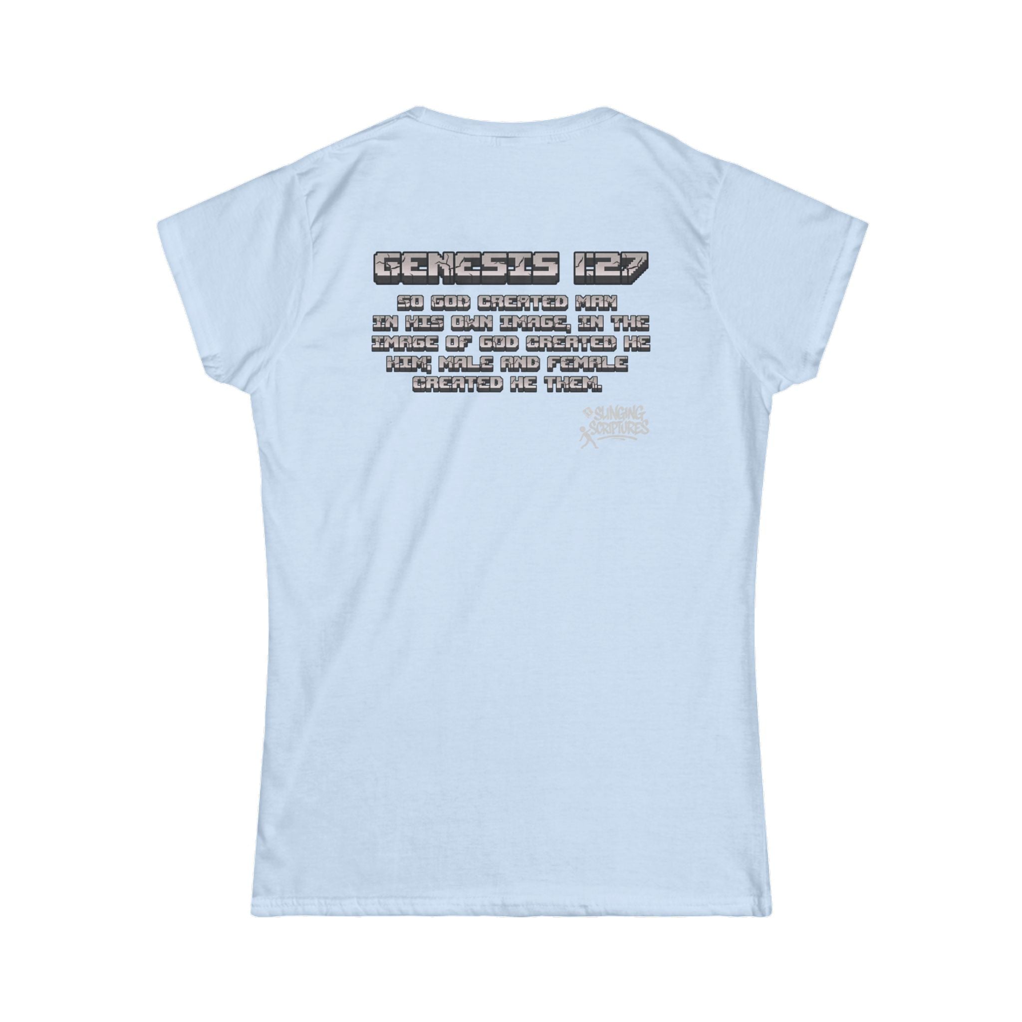 Made in the Image of God | Genesis 1:27 Christian Minecraft-Inspired Women’s Tee