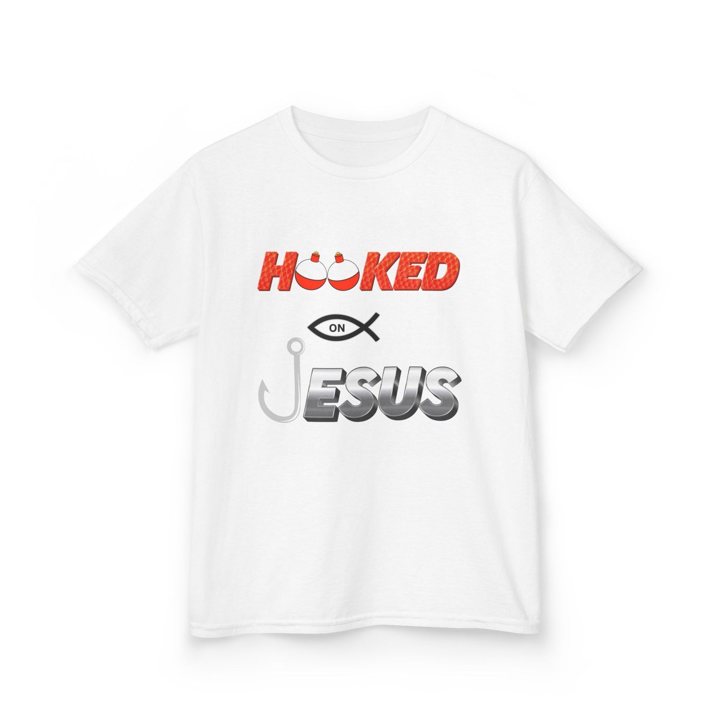 Hooked on Jesus Kids Tee | Matthew 4:19 Scripture Shirt | Christian Fishing T-Shirt for Children | Faith-Based Kids Apparel