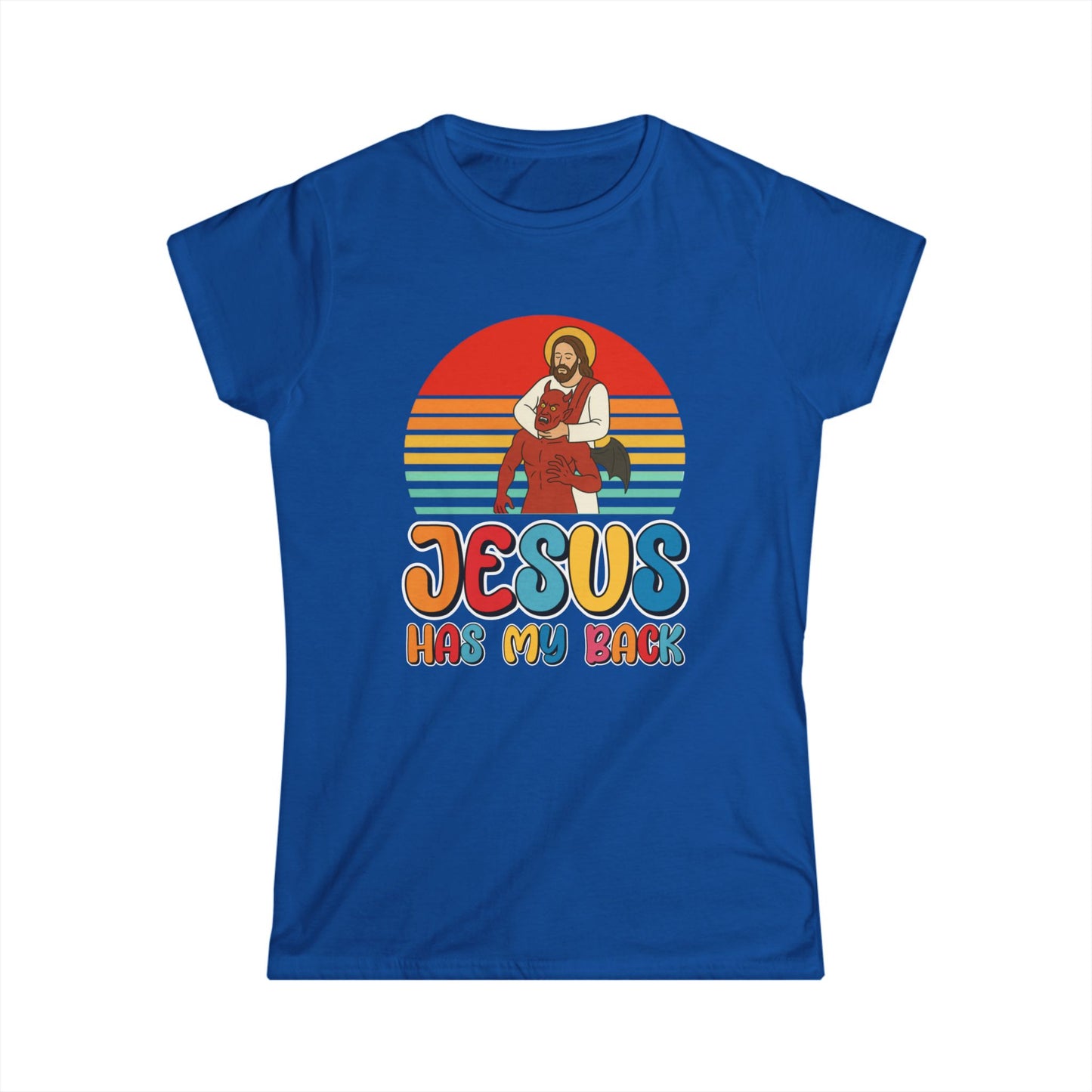 Jesus Has My Back — Women’s Softstyle Christian T-Shirt | Retro Faith Tee