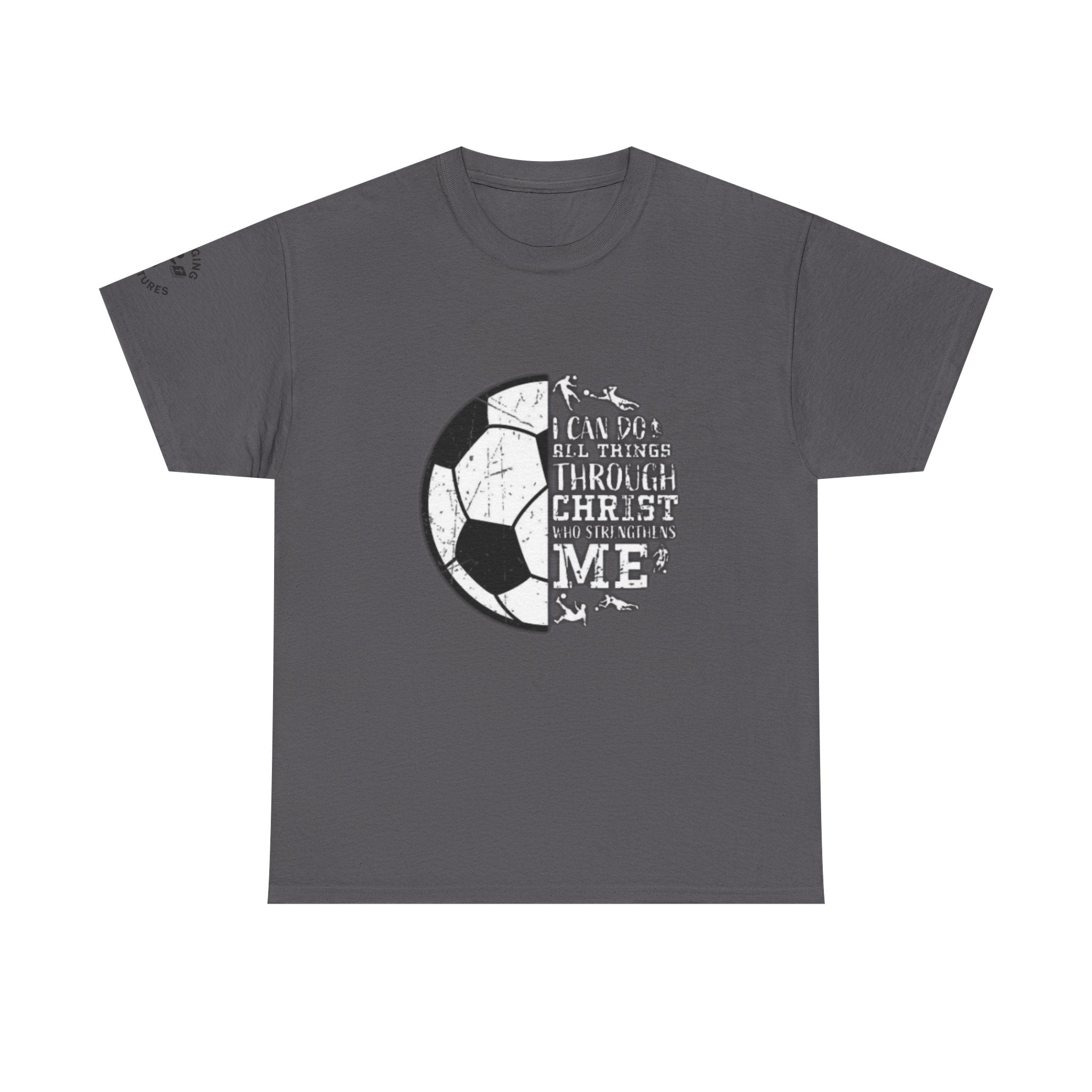 Philippians 4:13 Soccer Tee | Christian Athlete Shirt | Faith-Based Sports Apparel | Unisex Heavy Cotton