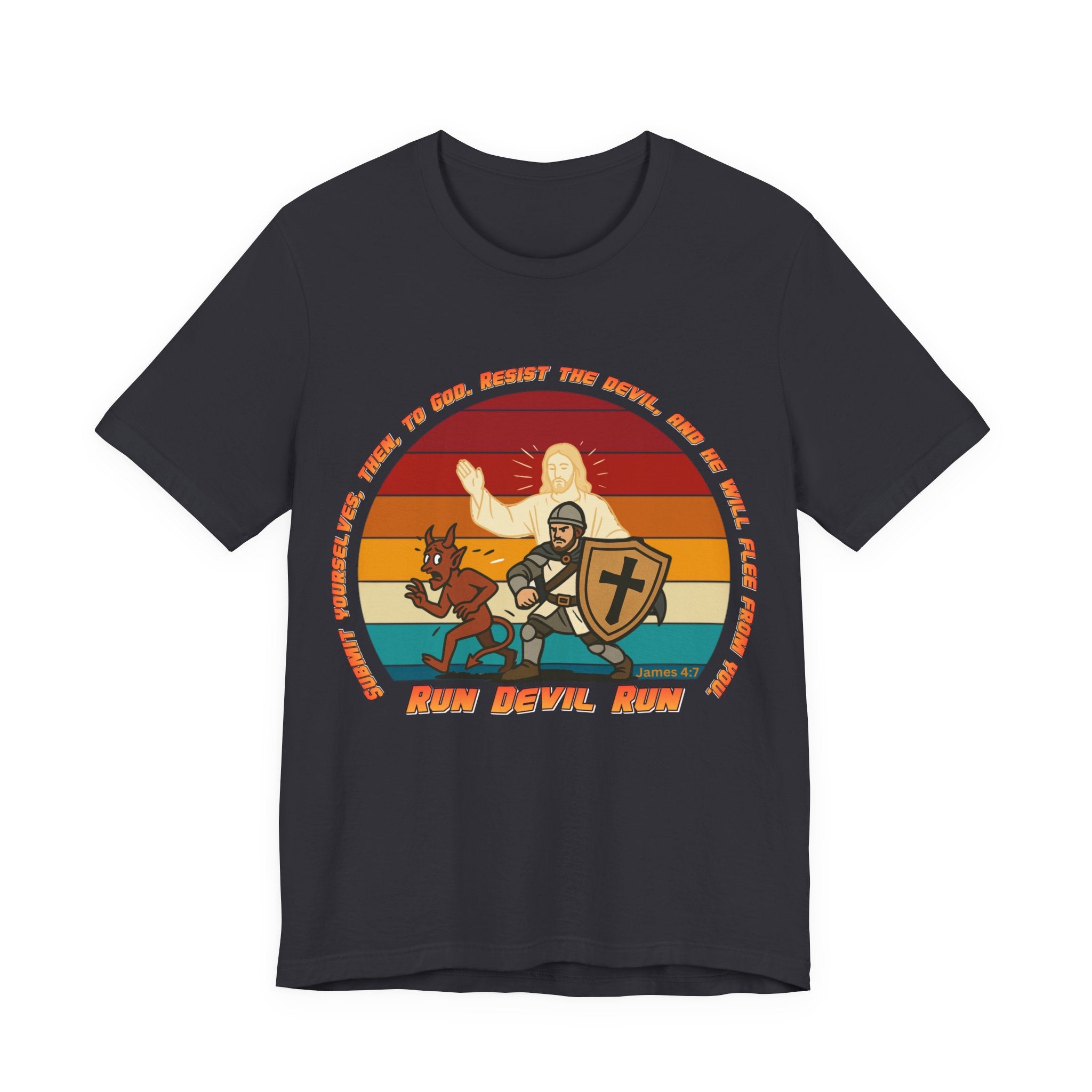 Run Devil Run — James 4:7  | Unisex Jersey Short Sleeve Christian Tee
