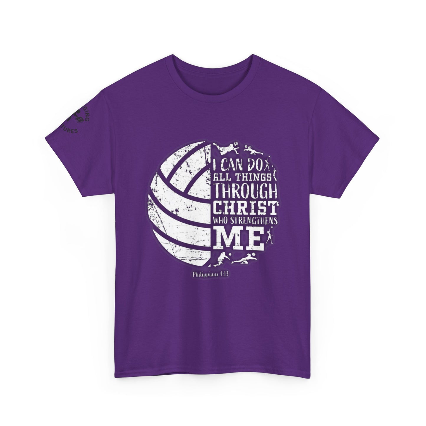 Philippians 4:13 Volleyball Tee | Christian Sports Shirt | Unisex Heavy Cotton T-Shirt