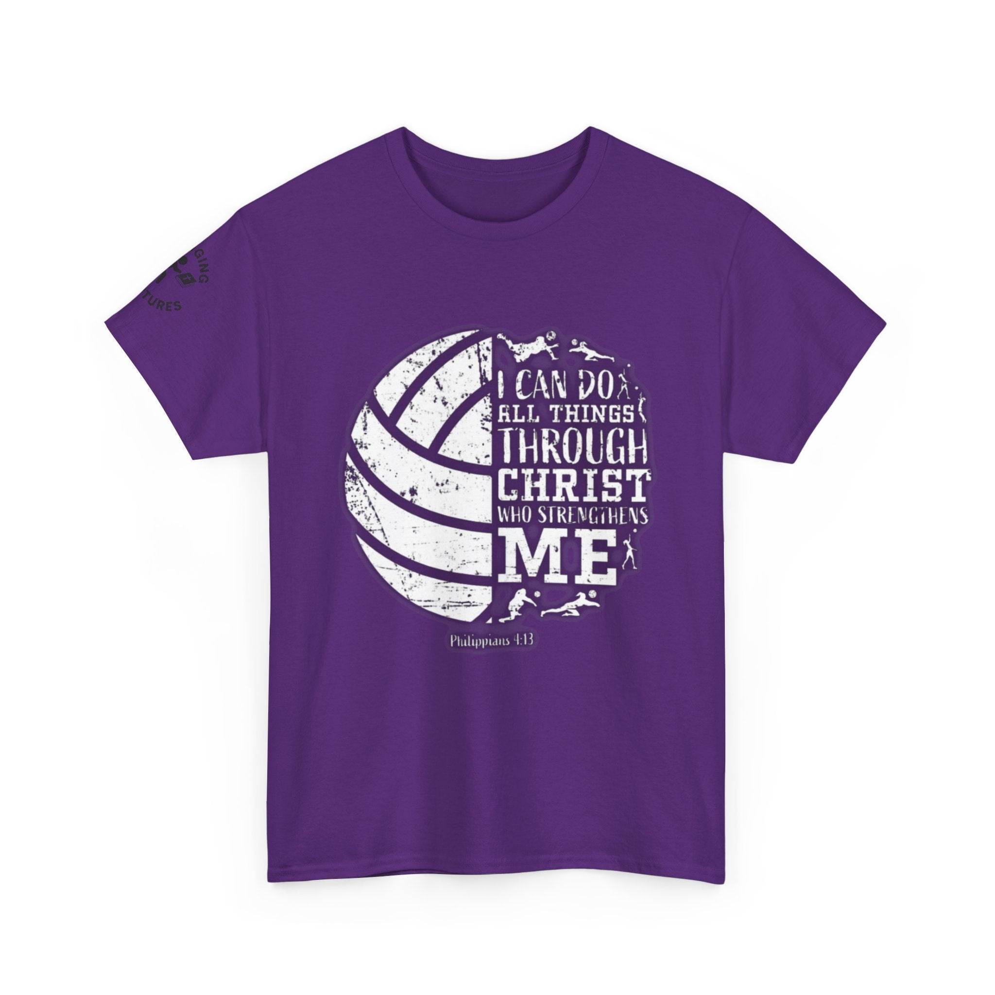 Philippians 4:13 Volleyball Tee | Christian Sports Shirt | Unisex Heavy Cotton T-Shirt