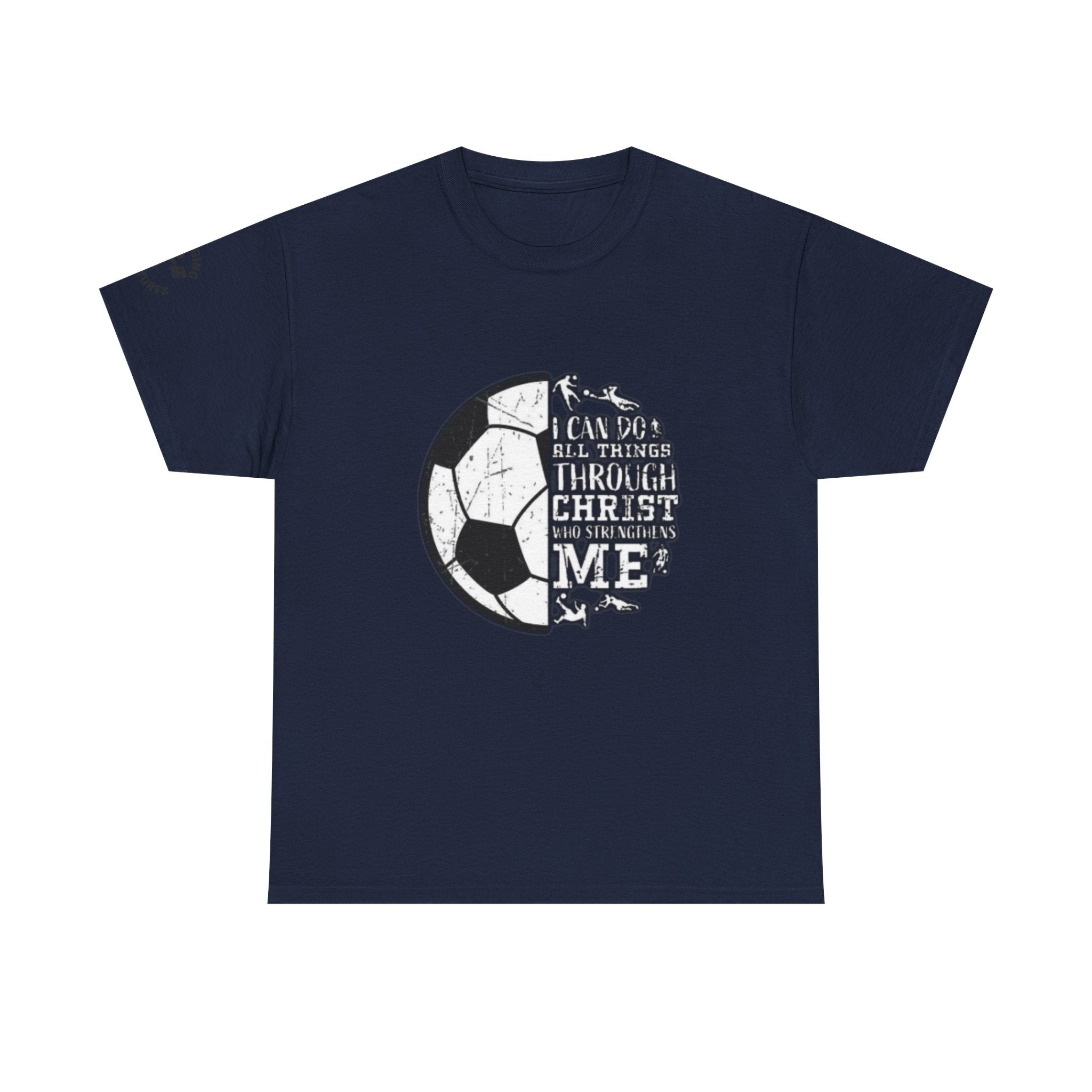 Philippians 4:13 Soccer Tee | Christian Athlete Shirt | Faith-Based Sports Apparel | Unisex Heavy Cotton