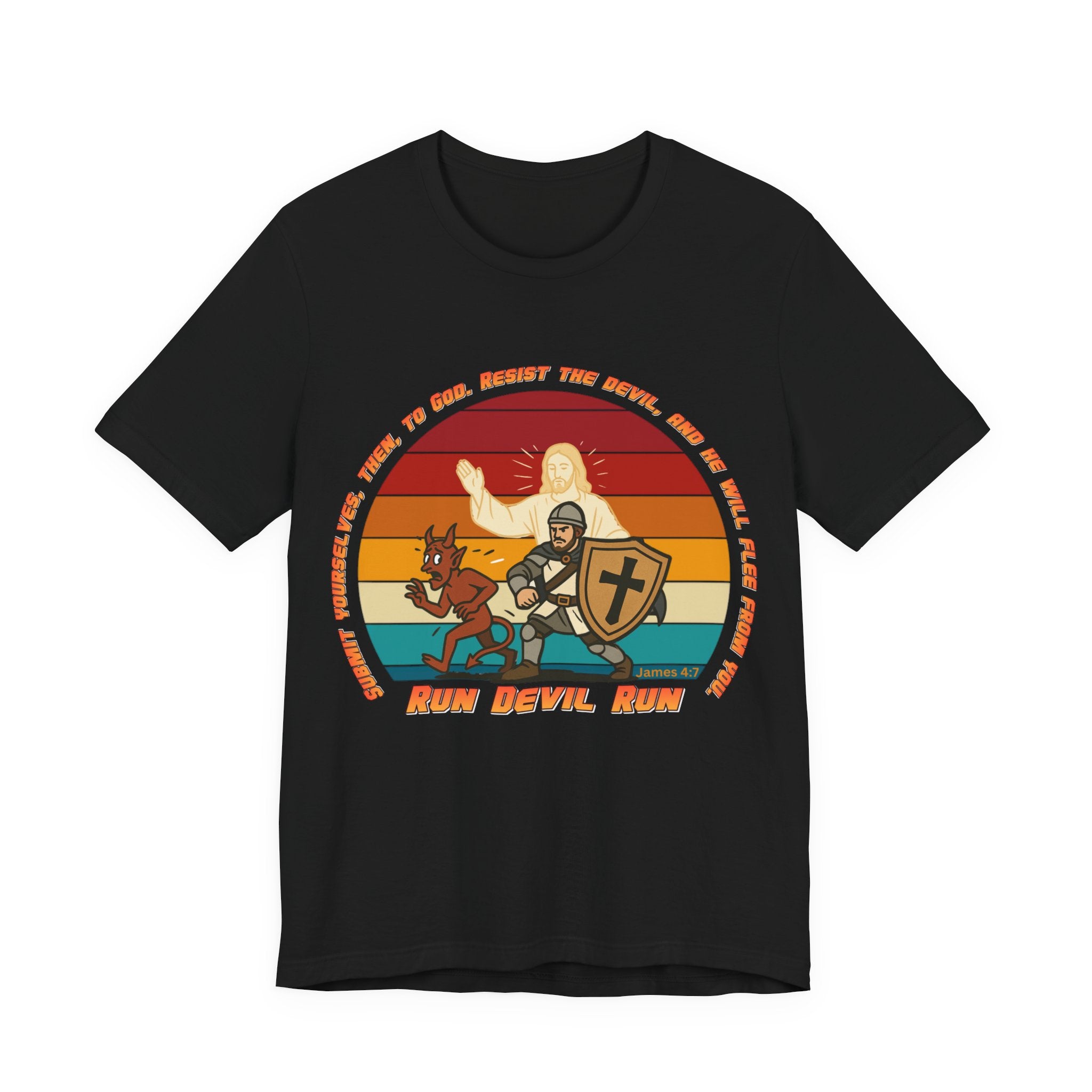 Run Devil Run — James 4:7  | Unisex Jersey Short Sleeve Christian Tee