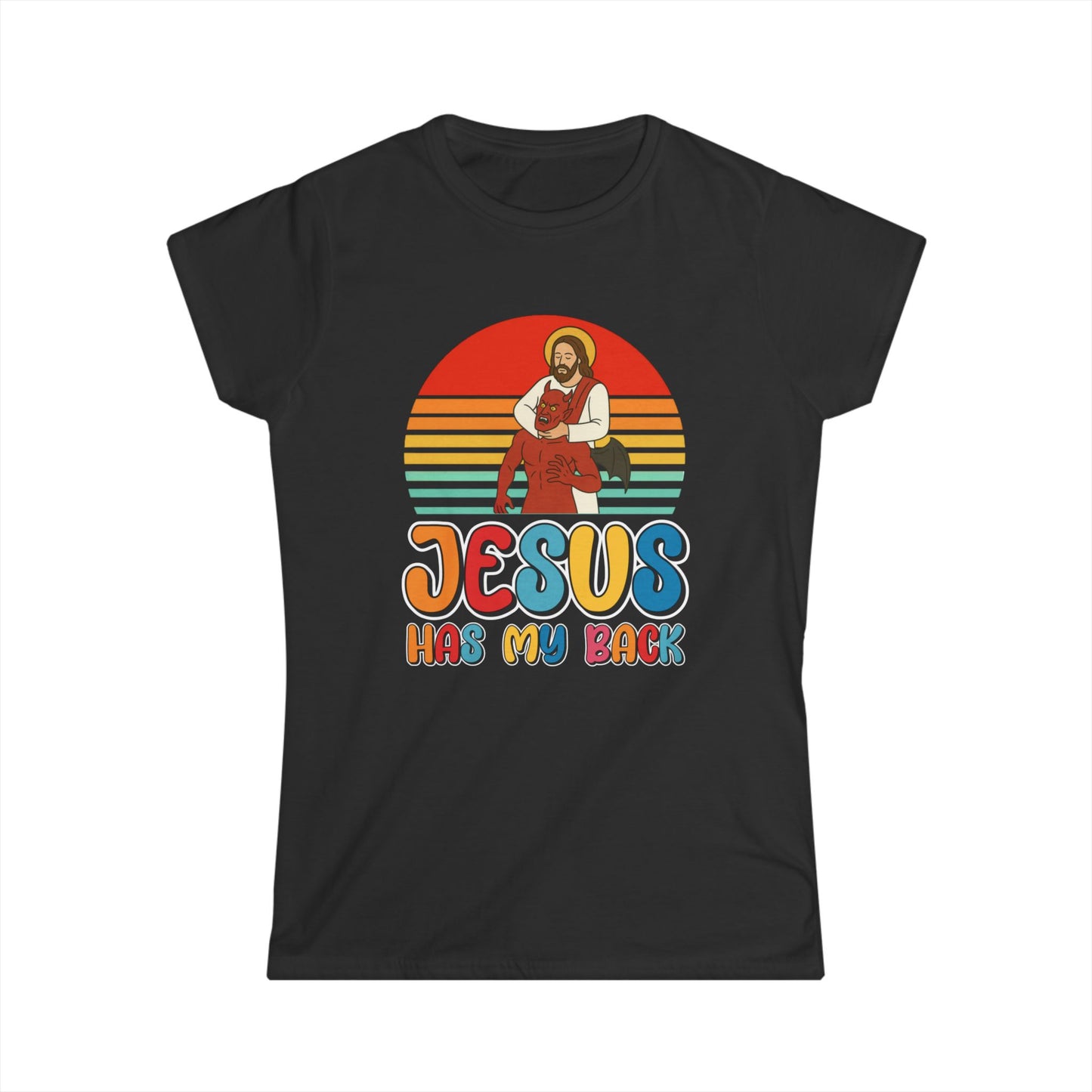 Jesus Has My Back — Women’s Softstyle Christian T-Shirt | Retro Faith Tee