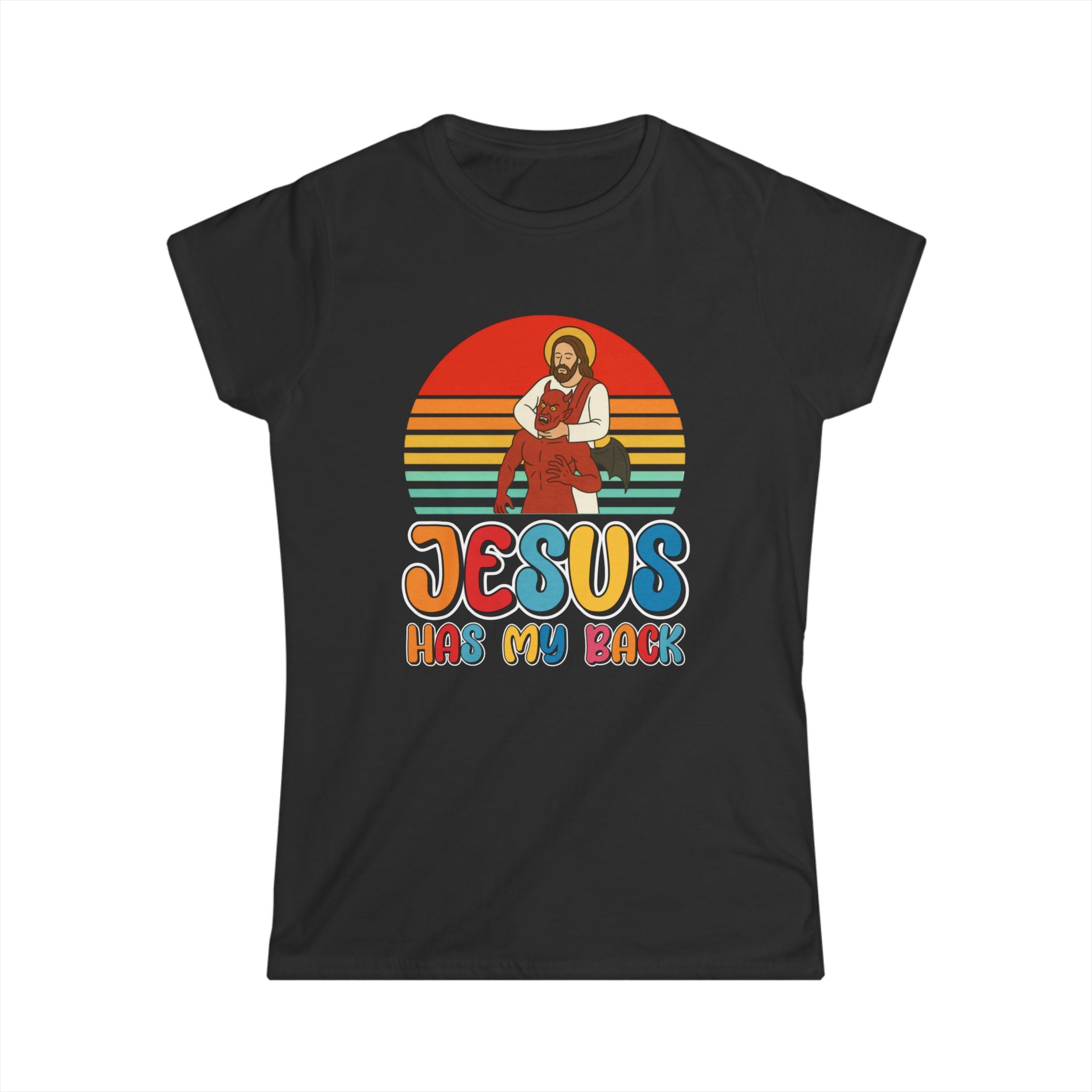 Jesus Has My Back — Women’s Softstyle Christian T-Shirt | Retro Faith Tee