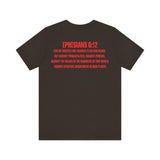 Fighting the Darkness Christian Jersey T-Shirt – Ephesians 6:12 Bible Verse Tee, Spiritual Warrior Faith Apparel