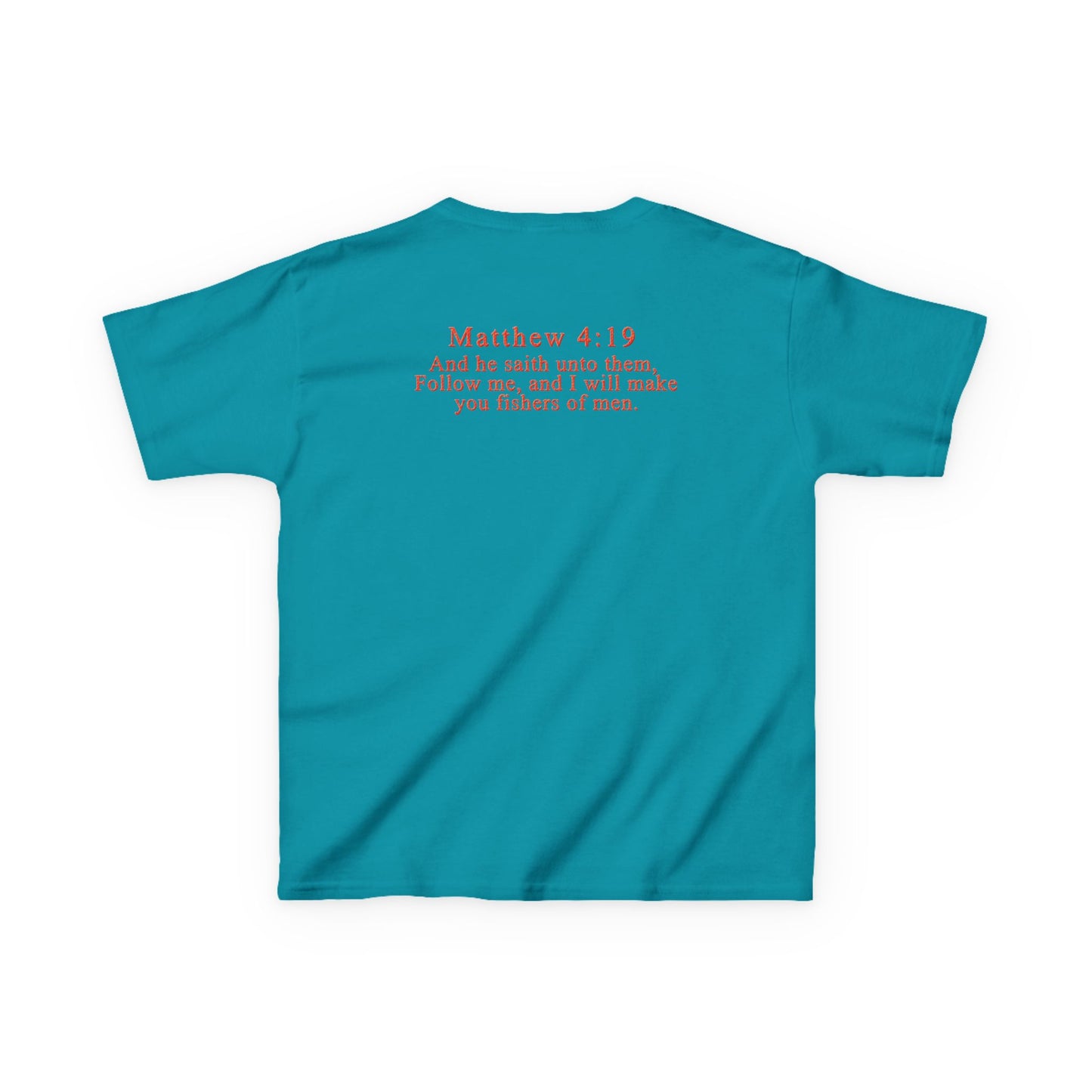 Hooked on Jesus Kids Tee | Matthew 4:19 Scripture Shirt | Christian Fishing T-Shirt for Children | Faith-Based Kids Apparel