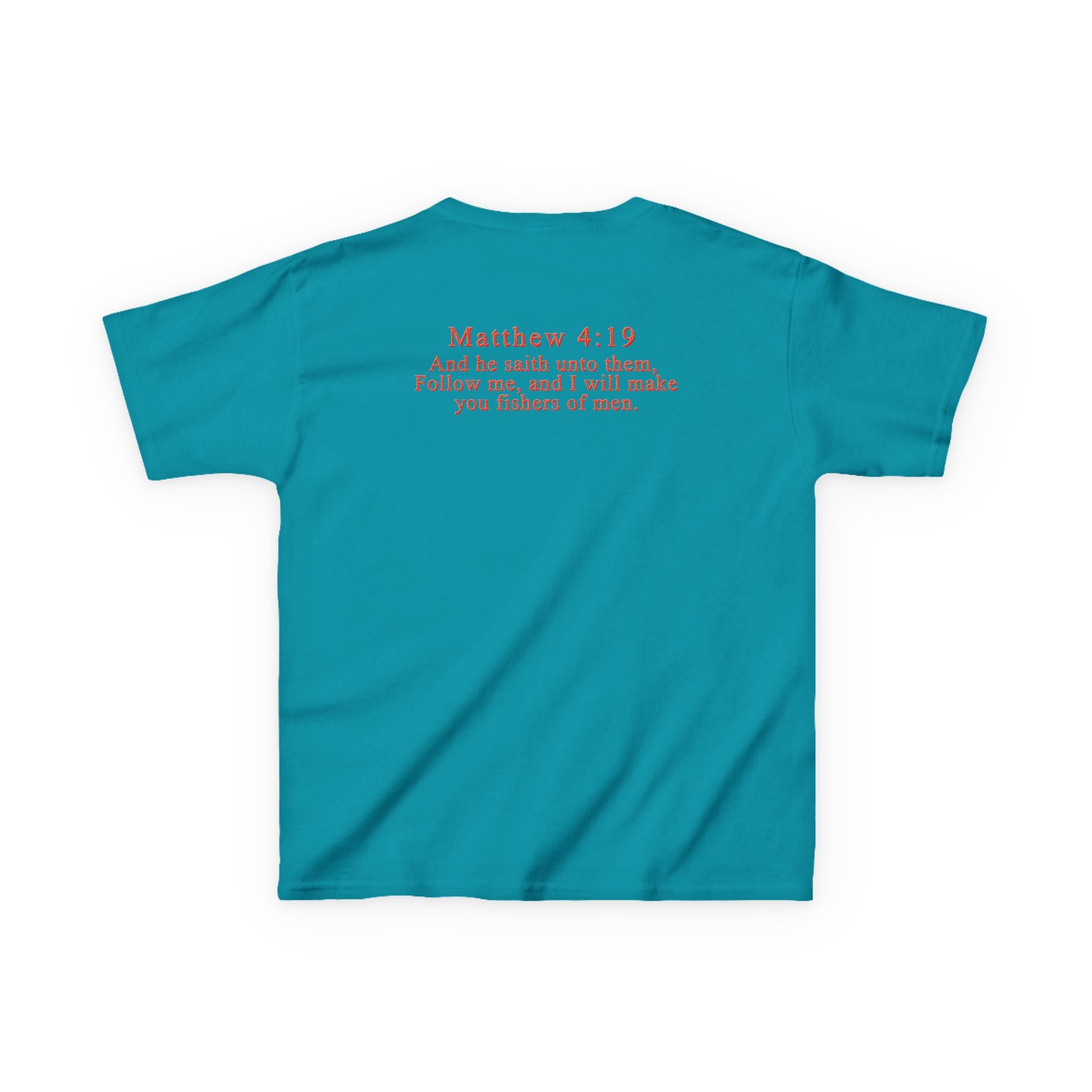 Hooked on Jesus Kids Tee | Matthew 4:19 Scripture Shirt | Christian Fishing T-Shirt for Children | Faith-Based Kids Apparel