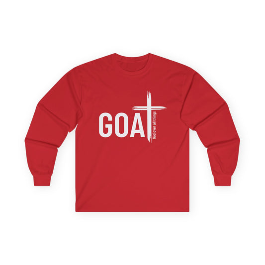 GOAT — God Over All Things | Colossians 1:17 Long Sleeve Unisex Christian T-Shirt