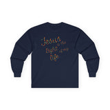 Jesus Is the Light of My Life – Unisex Long Sleeve Christian Christmas T-Shirt, Holiday Faith Apparel