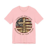 Land of the Free Because of the Cross Tee | Patriotic Christian Shirt | Unisex Jersey Short Sleeve